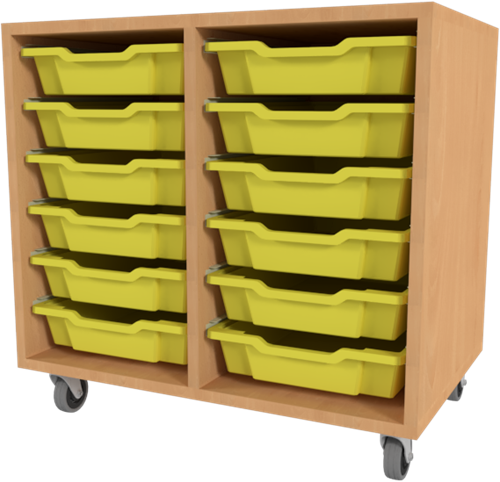 Storix Armoire hêtre 2 col. 6 tiroirs jaune