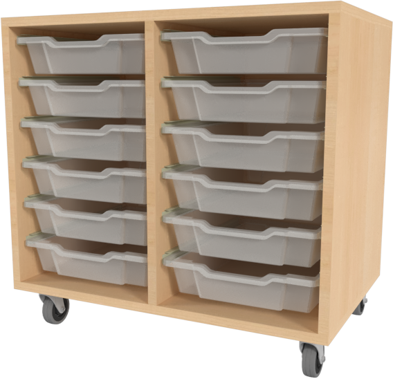 Storix Armoire érable 2 col. 6 tiroirs transparent