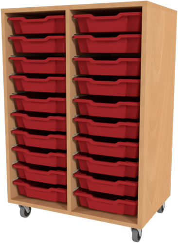 Storix Armoire hêtre 2 col. 10 tiroirs rouge