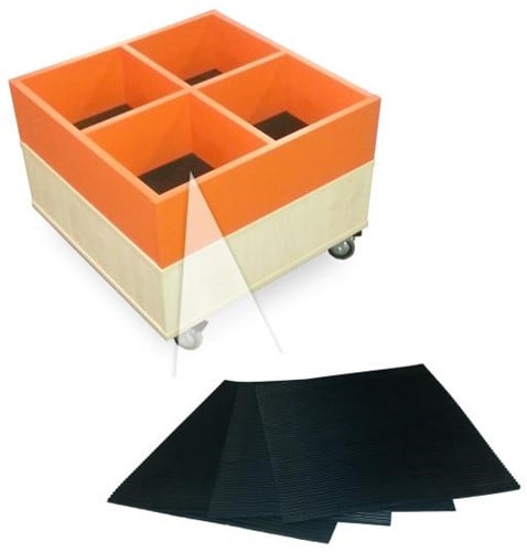 Ribrubbers t.b.v. Foxis prentenboekenbak - 4 stuks B270 x D270 mm - zwart