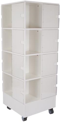 Foxis Tijdschriftentoren large met gekleurde binnenpanelen - B605 x D605 x H1660 mm - wit-avocadogroen-3