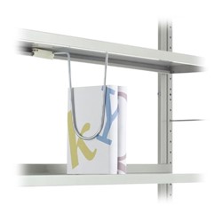 Hangende boekensteun voor metalen plank