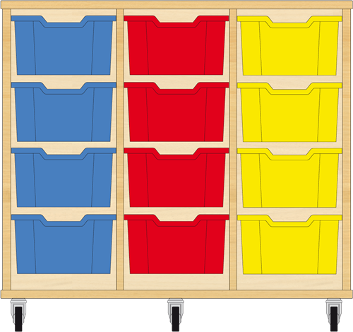 Storix Materiaalkast 12 ahorn, B1050xH856xD465 - laden blauw-rood-geel