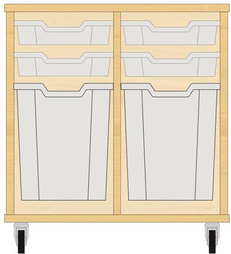 Storix Materiaalkast 51 wit. B710xH684xD465 - laden transparant met afgerond toppaneel