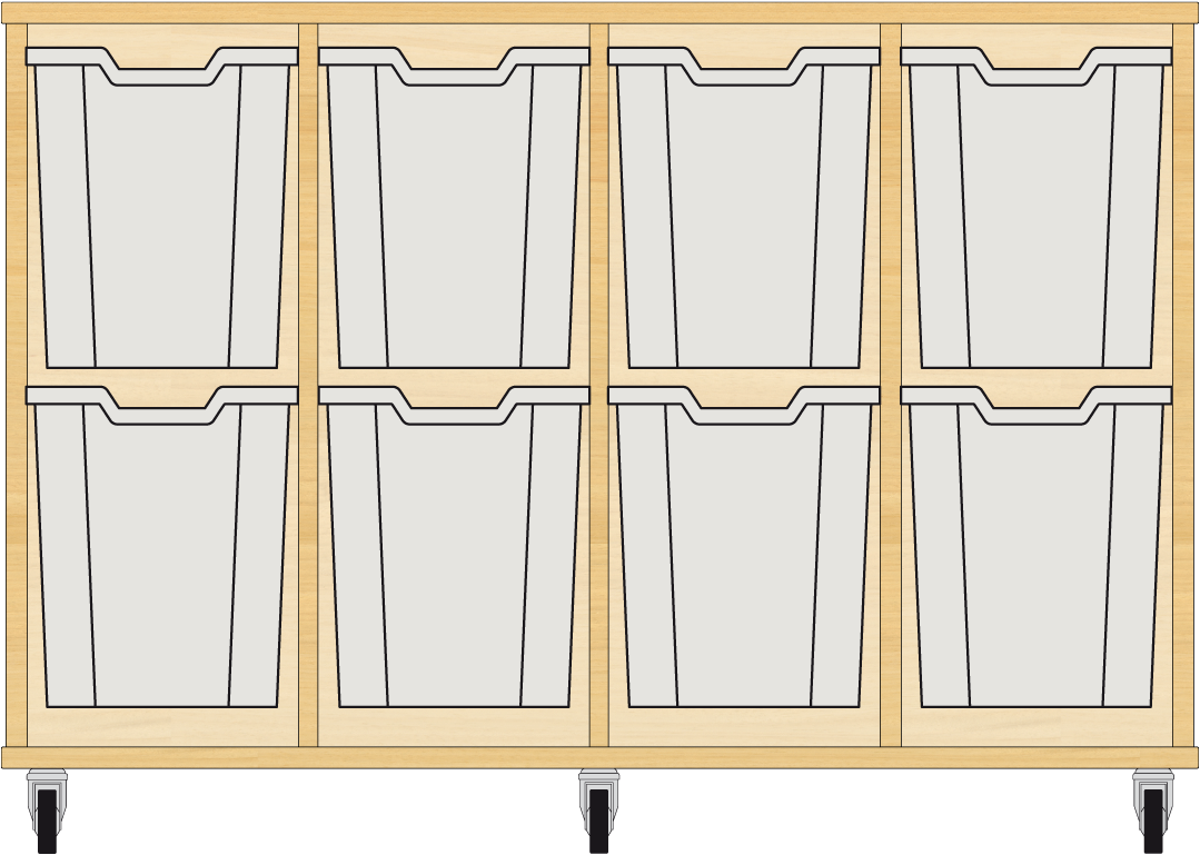Storix Armoire de rangement 14 hêtre. B1390xH856xD465 tiroirs transparent
