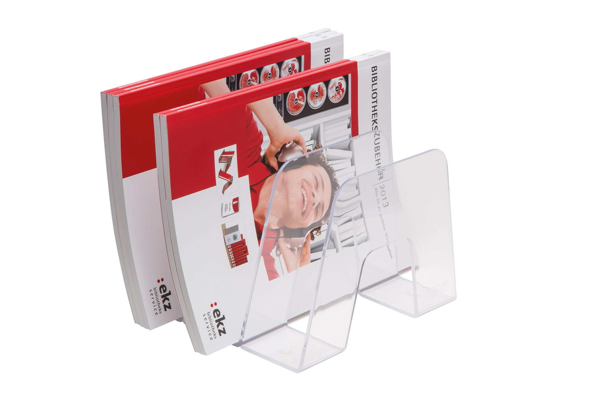 Tijdschriftenverzamelaar transparant met 3 vakken - Polystyreen