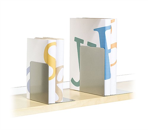 Boekensteun metaal Aluminiumwit Klein