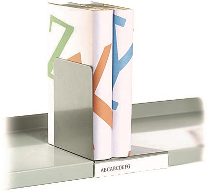 Boekensteun met labelhouder rechts
