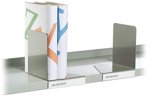 Boekensteun met labelhouder rechts Parelwit
