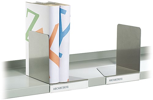 Boekensteun met labelhouder links Parelmoer wit