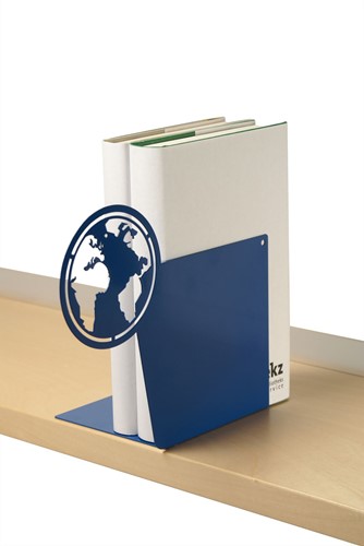 Boekensteun Wereld, blauw
