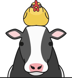 Muursticker Boerderij Koe en Kip