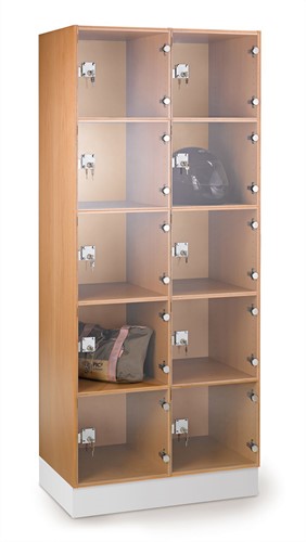 Vakkenkast voor tassen met XL - vak, 10 XL - vakken, glazen deur - decor 2