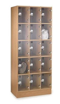 Vakkenkast voor tassen met XL - vak, 15 XL - vakken, glazen deur - decor 1