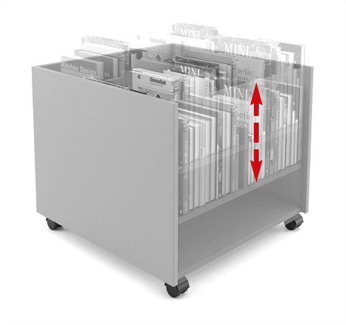 Bac à livres avec roulettes pour meubles - hauteur 805 mm