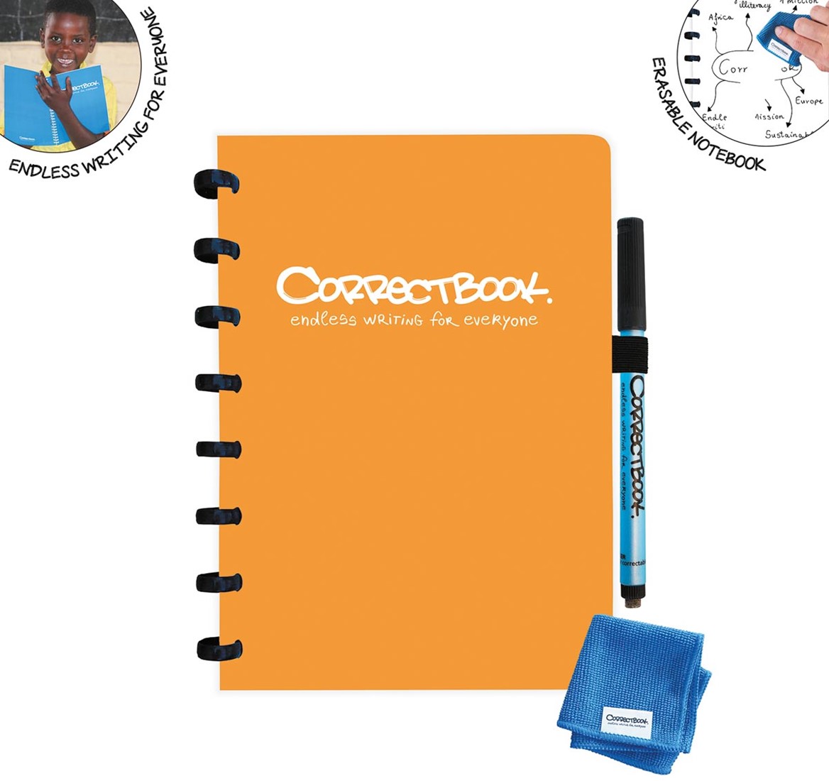 Sta in plaats daarvan op Gorgelen Schoolonderwijs Correctbook A5 Original: uitwisbaar / herbruikbaar notitieboek, blanco,  Peachy Orange (oranje) Biblioshop