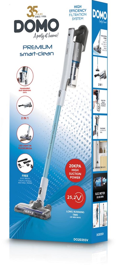 elke dag Hesje naakt Domo steelstofzuiger 2 in 1 met oplaadbare batterij, 25,2 V, blauw  Biblioshop