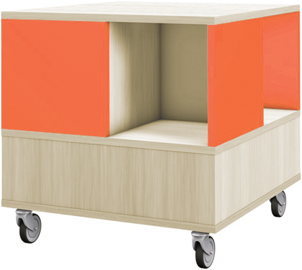 Foxis 22 kubuskast 1 niveau - B605 x D605 x H640 mm - ahorn-oranje