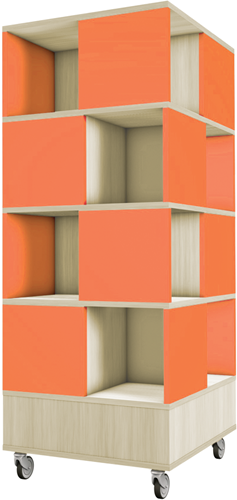 Foxis 22 kubuskast 4 niveaus - B605 x D605 x H1660 mm - ahorn-oranje