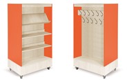 Foxis boekenkast met kapstok - B900 x D600 x H1660 mm - ahorn-oranje