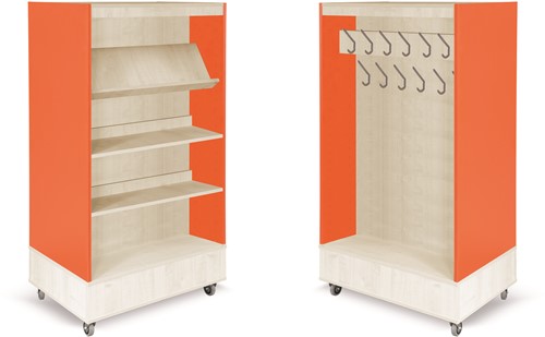 Foxis bibliothèque avec portemanteau L900 x P600 x H1660 mm - érable-orange