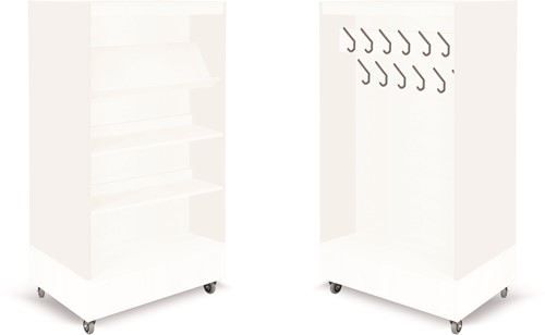 Foxis boekenkast met kapstok B900 x D600 x H1660 mm - wit
