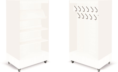 Foxis boekenkast met kapstok - B900 x D600 x H1660 mm - wit