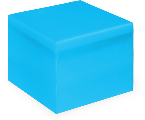 Vierkante poef klein B400 x D400 x H400 mm - oceaanblauw