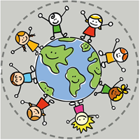 Tapijt met wereldkinder-motief