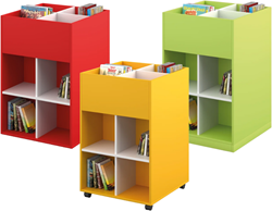 Prentenboekenbak 4/8 verrijdbaar, met of zonder plint