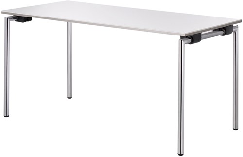 Skipper - Table pliante quatre pieds chromés,
L 1 400, P 700 mm - Hêtre