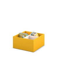 Prentenboekenbak 4/0 - B680 x D680 x H340 mm - zinkgeel-wit