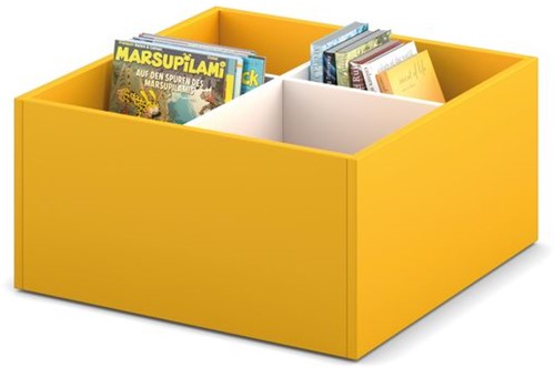 Prentenboekenbak 4/0 - B680 x D680 x H340 mm - zinkgeel-wit