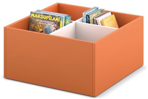 Prentenboekenbak 4/0 - B680 x D680 x H340 mm - oranje-wit