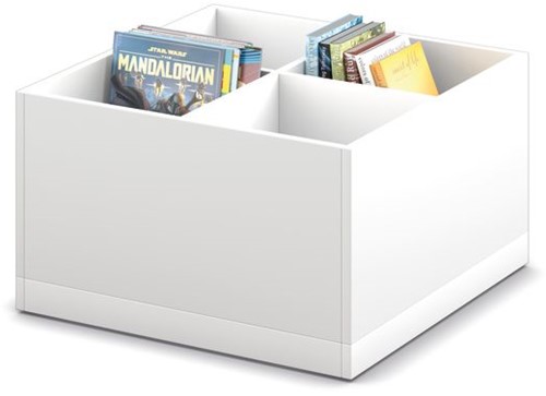 Prentenboekenbak 4/0 op plint - B680 x D680 x H400 mm - wit-wit