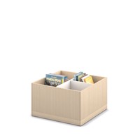 Prentenboekenbak 4/0 op plint - B680 x D680 x H400 mm - ahorn-wit