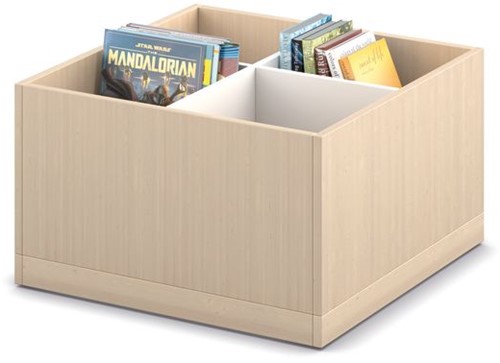 Prentenboekenbak 4/0 op plint - B680 x D680 x H400 mm - ahorn-wit