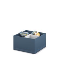 Prentenboekenbak 4/0 op plint - B680 x D680 x H400 mm - alpenblauw-wit