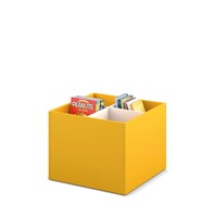 Prentenboekenbak 4/0 - B680 x D680 x H540 mm - zinkgeel-wit