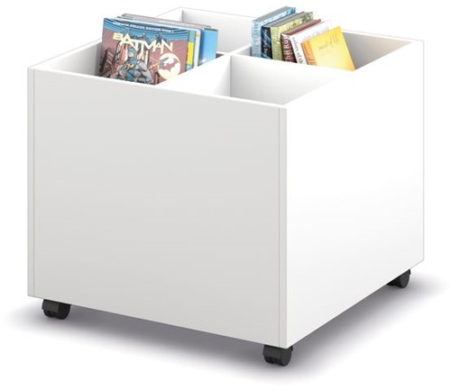 Prentenboekenbak 4/0 verrijdbaar - B680 x D680 x H600 mm - wit-wit