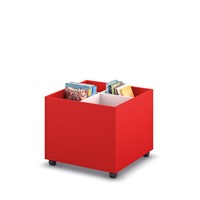 Prentenboekenbak 4/0 verrijdbaar - B680 x D680 x H600 mm - chinarood-wit