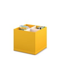 Coffret albums 4/0 sur socle - L680 x P680 x H600 mm - blanc/jaune zinc