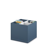 Prentenboekenbak 4/0 op plint - B680 x D680 x H600 mm - alpenblauw-wit