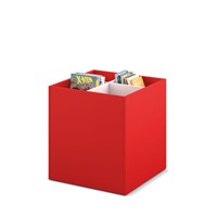 Prentenboekenbak 4/0 - B680 x D680 x H740 mm - chinarood-wit