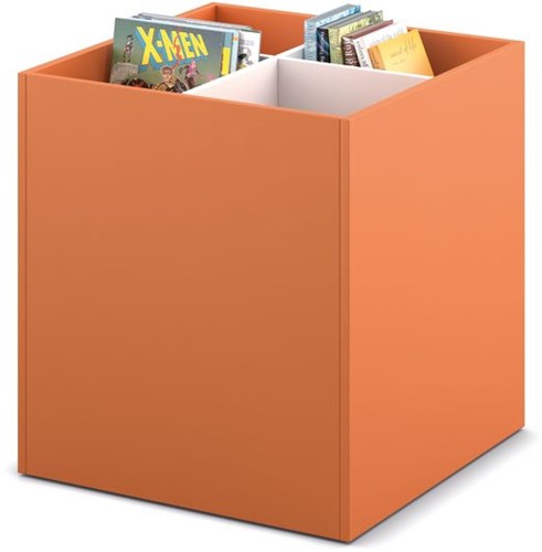 Prentenboekenbak 4/0 - B680 x D680 x H740 mm - oranje-wit