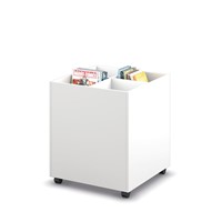 Prentenboekenbak 4/0 verrijdbaar - B680 x D680 x H800 mm - wit-wit