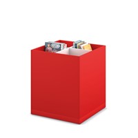 Coffret albums 4/0 sur socle - L680 x P680 x H800 mm - blanc/rouge porcelaine