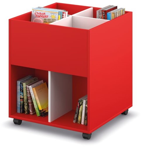 Coffret albums 4/4 mobile - L680 x P680 x H740 mm - blanc/rouge porcelaine