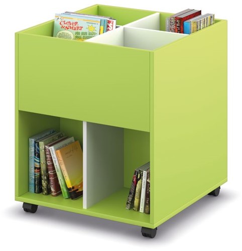 Coffret albums 4/4 mobile - L680 x P680 x H740 mm - blanc/vert citron