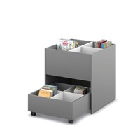 Prentenboekenbak 4/4 met lade - B680 x D680 x H740 mm - donkergrijs-wit
